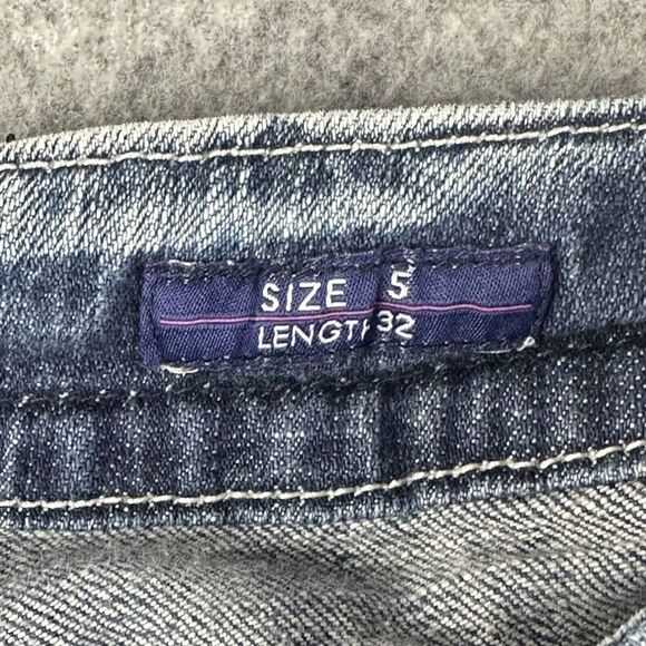 Vigoss Dublin Straight Jeans Womens 5 Low Rise Dark Wash Rhinestone Thick Stitch - Picture 14 of 16